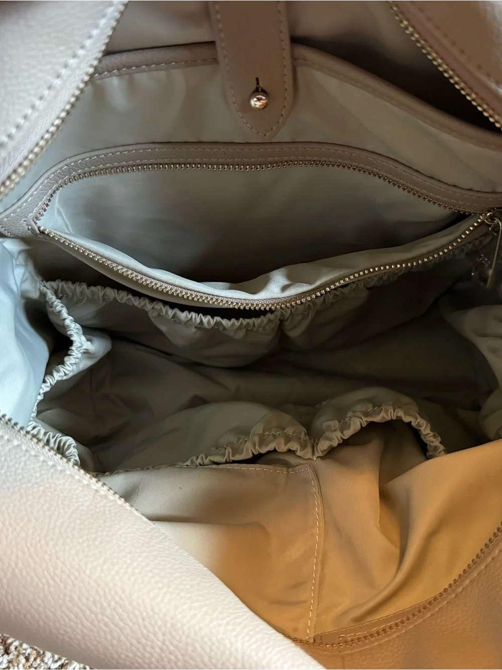 Stevie Backpack Vegan Full Size Diaper Bag - Sand/Gold - used excellent cond